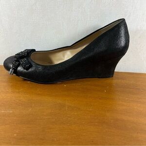 Arturo Chiang Black Wedge Heels with Bow